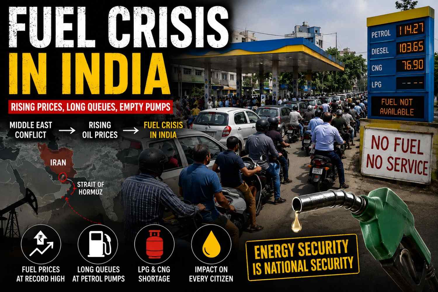 India Energy Crisis caused by Middle East conflict and rising fuel prices